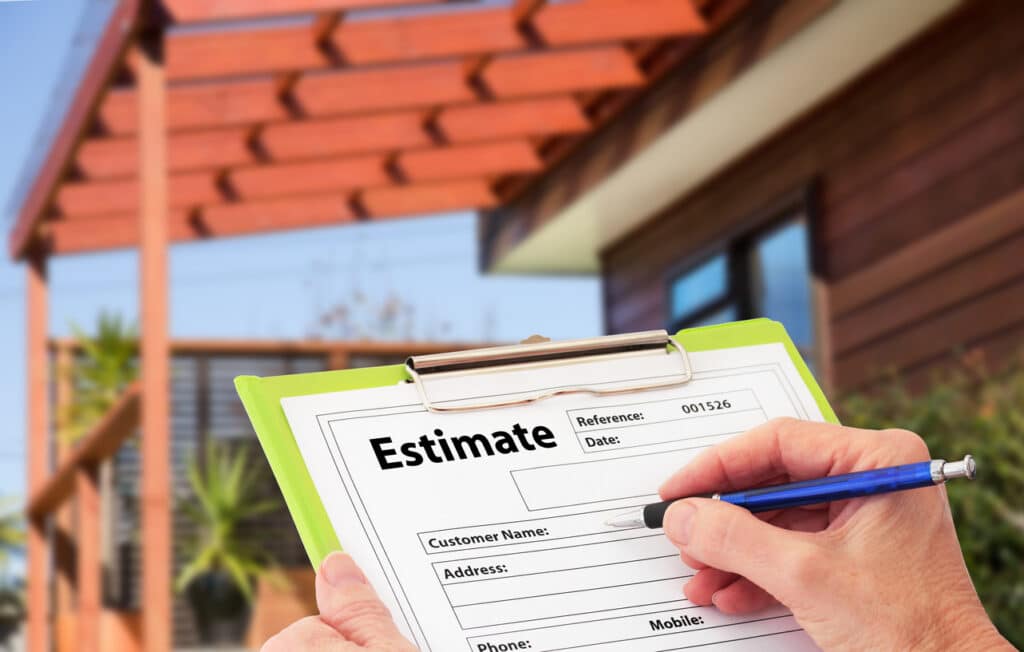 an estimate on a clipboard